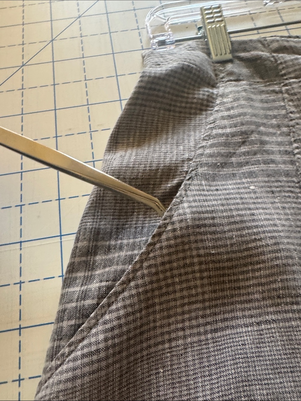 Gray Wide-Leg Plaid Pants - Picture 3 of 6